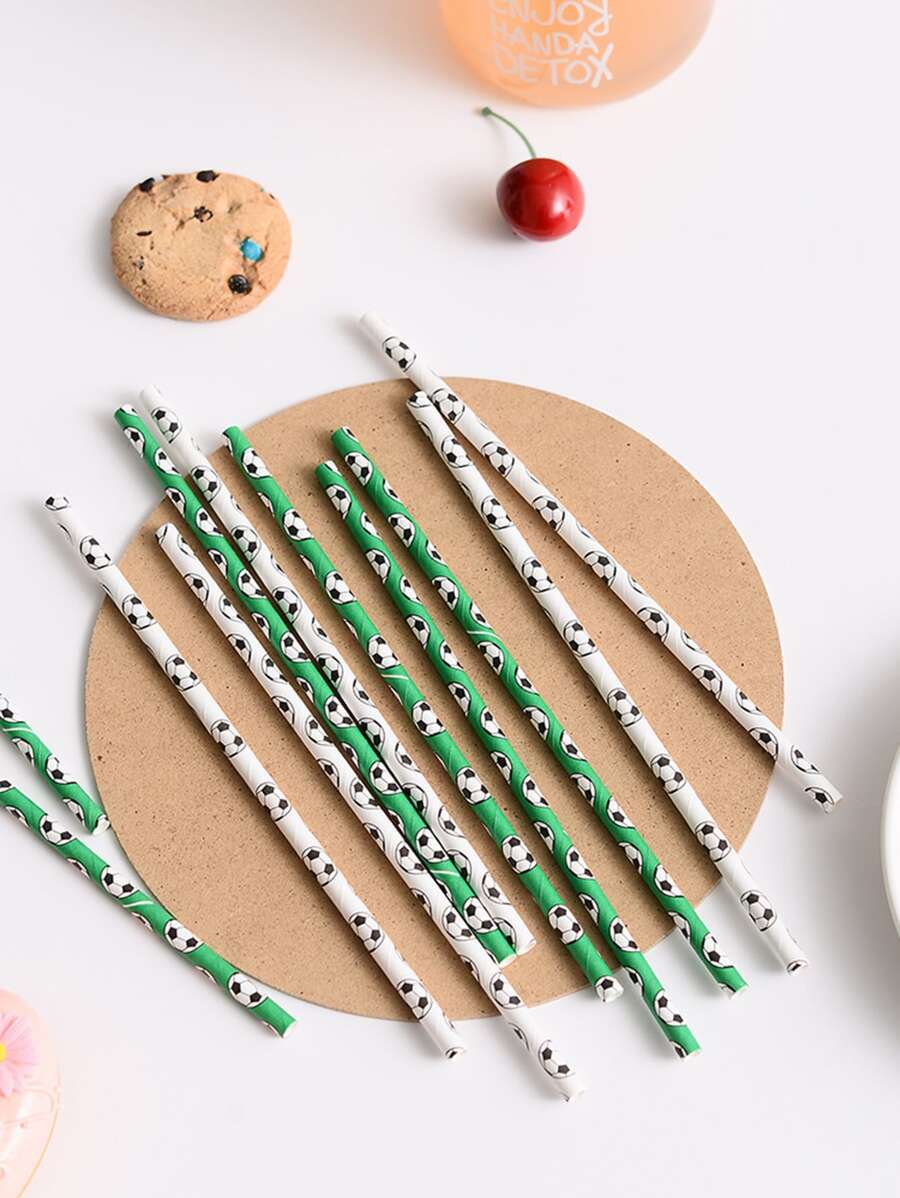 50入組一次性足球形狀吸管 - 彩色 - 查看 1