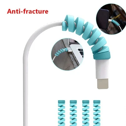 4 件蓝色保护套，适用于 8 X 接口 USB 充电器线缆