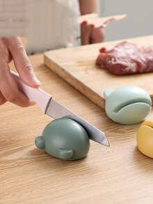 1pc Random Color Cartoon Frog Shaped Rubber Mini Knife Sharpener, Quick & Convenient For Sharpening Knives & Scissors - Multicolor - View 6