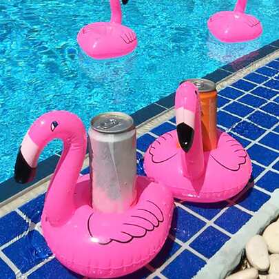1pc/2pcs Flamingo Shaped Floating Cup For Pool Party, Summer Beach Game, Swimming, Inflatable Drink Holder Toy