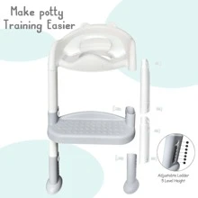 Potty Training Toilet Seat , Toddler Potty Chair, Kids Potty Training Seat With Ladder - White - View 3