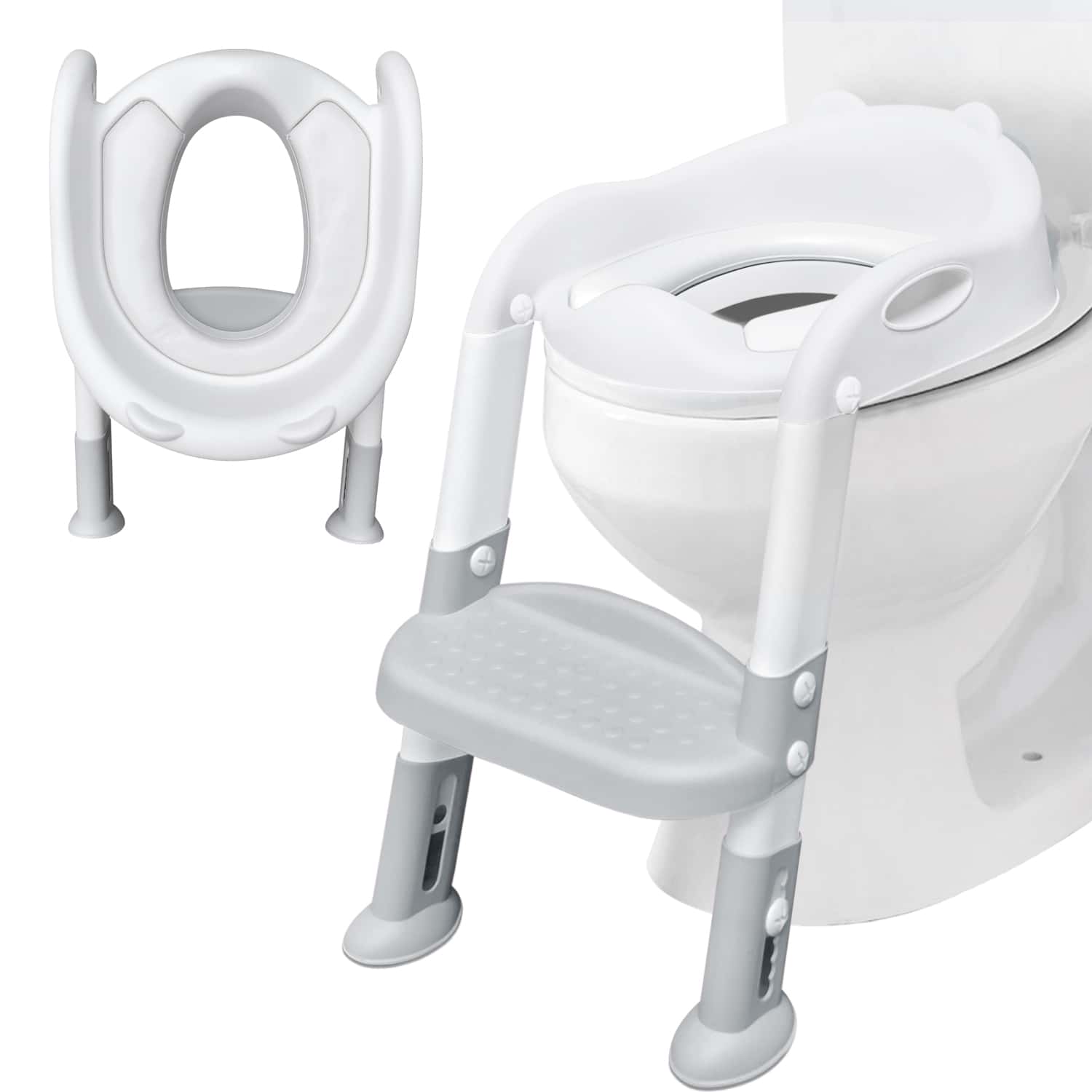 Potty Training Toilet Seat , Toddler Potty Chair, Kids Potty Training Seat With Ladder - White - View 1