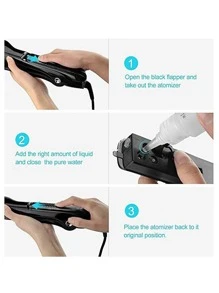 電動髮蒸直板夾,電氣陶瓷鈦陶瓷專業髮夾 - 黑色 - 查看 4