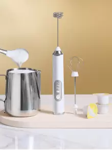 1pc USB Rechargeable Milk Frother, Electric Drink Mixer, Suitable For Kitchen - White - View 1