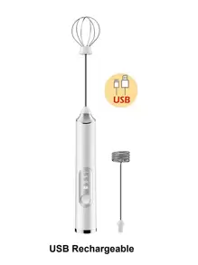 1pc USB Rechargeable Milk Frother, Electric Drink Mixer, Suitable For Kitchen - White - View 4