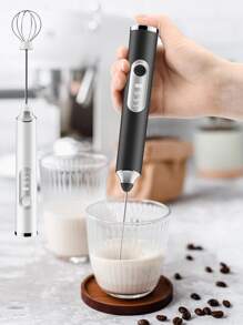 1pc USB Rechargeable Milk Frother, Electric Drink Mixer, Suitable For Kitchen - White - View 7