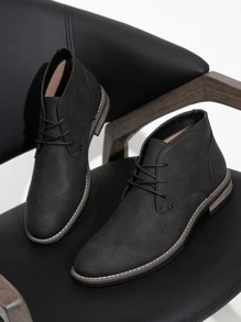 SHOESMALL Men's Elegant Chelsea Chukka Boots Classic Dress Boots Lace Up Desert Ankle Boots Casual Vintage Fashion Black Boots Seasonal Boots Drop - 黑色 - 查看 1
