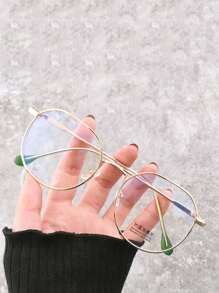 Montures de gafas vintage coreanas para mujeres, nuevos lanzamientos 2024 Gafas asimétricas de metal sin graduación