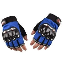 1pair Motorcycle Riding Gloves With Hard Knuckle Protection & Half Finger For Outdoor Workout - Black - View 11