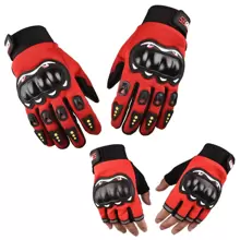 1pair Motorcycle Riding Gloves With Hard Knuckle Protection & Half Finger For Outdoor Workout - Black - View 6