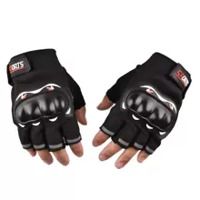 1pair Motorcycle Riding Gloves With Hard Knuckle Protection & Half Finger For Outdoor Workout - Black - View 9