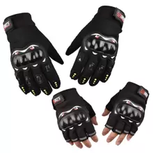 1pair Motorcycle Riding Gloves With Hard Knuckle Protection & Half Finger For Outdoor Workout - Black - View 8