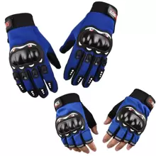 1pair Motorcycle Riding Gloves With Hard Knuckle Protection & Half Finger For Outdoor Workout - Black - View 7