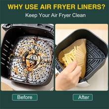 50/100pcs Round Non-Stick Parchment Paper Liners For Air Fryer, Disposable Steaming Liners, Pre-Cut Baking Paper Sheets For Microwave/Grill, Oil-Proof And Waterproof, Air Fryer Accessories Air Fryer Kitchen Air Fryer Liners Air Fryer Paper Airfryer Air Frier - Yellow - View 3