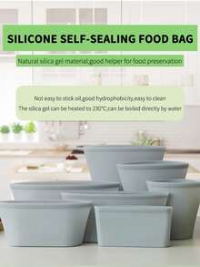 8 cái/Lot    Xanh Silicone Món ăn Zip Cái túi Có thể tái sử dụng Giữ tươi Cái túi Pong kín Chống rò rỉ Hộp Đựng Thực Phẩm Khóa zip Khóa Cái túi - Màu xanh lam - Xem 2