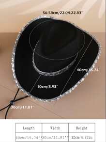 1 Phụ Nữ ĐầM Trang Trí Dây Rút Có Thể Điều Chỉnh Nón Da Bò Cho Cuộc Sống Hàng Ngày - màu đen - Xem 7