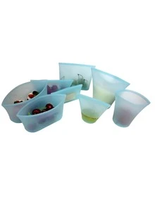 8 cái/Lot    Xanh Silicone Món ăn Zip Cái túi Có thể tái sử dụng Giữ tươi Cái túi Pong kín Chống rò rỉ Hộp Đựng Thực Phẩm Khóa zip Khóa Cái túi - Màu xanh lam - Xem 3