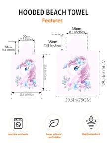 Khăn Tắm Trẻ Em Họa Tiết Kỳ Lân Hoạt Hình, Khăn Microfiber Hiện Đại Có Mũ Trùm Đầu Dành Cho Trẻ Em Đi Bơi - Nhiều màu - Xem 7