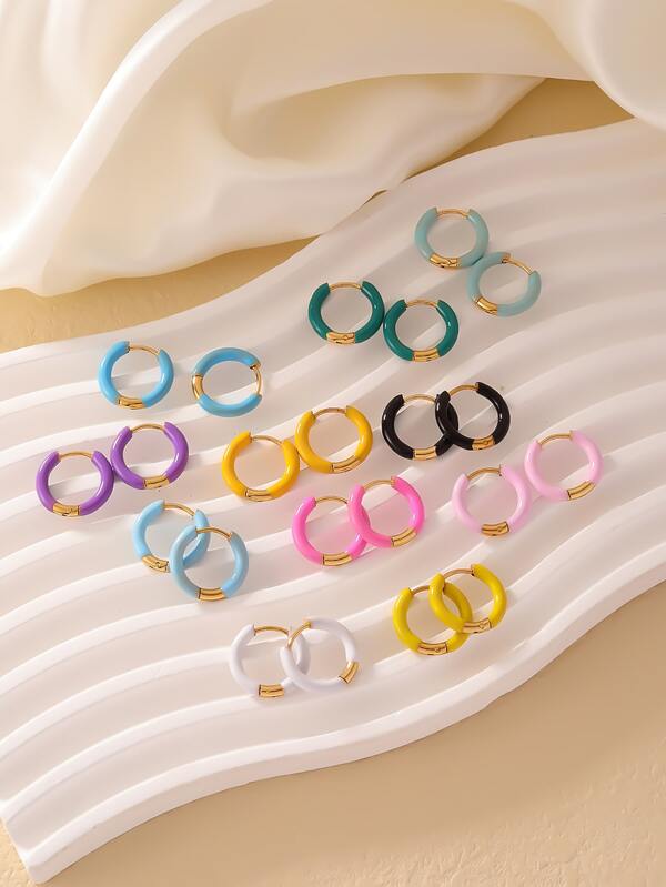 1pair Simple & Hip-Hop Titanium Steel Hoop Earrings