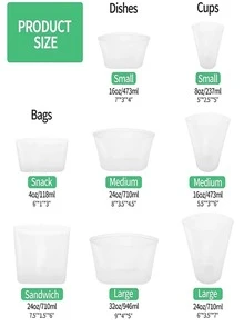 8 cái/Lot    Xanh Silicone Món ăn Zip Cái túi Có thể tái sử dụng Giữ tươi Cái túi Pong kín Chống rò rỉ Hộp Đựng Thực Phẩm Khóa zip Khóa Cái túi - Màu xanh lam - Xem 5
