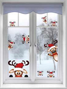 双面驯鹿 - 哑光饰面，窗户和客厅装饰贴纸，贴纸，墙贴花，家居装饰乙烯基贴花，春季装饰品让您的家焕然一新，拉玛装饰贴纸 - 彩色 - 查看 5