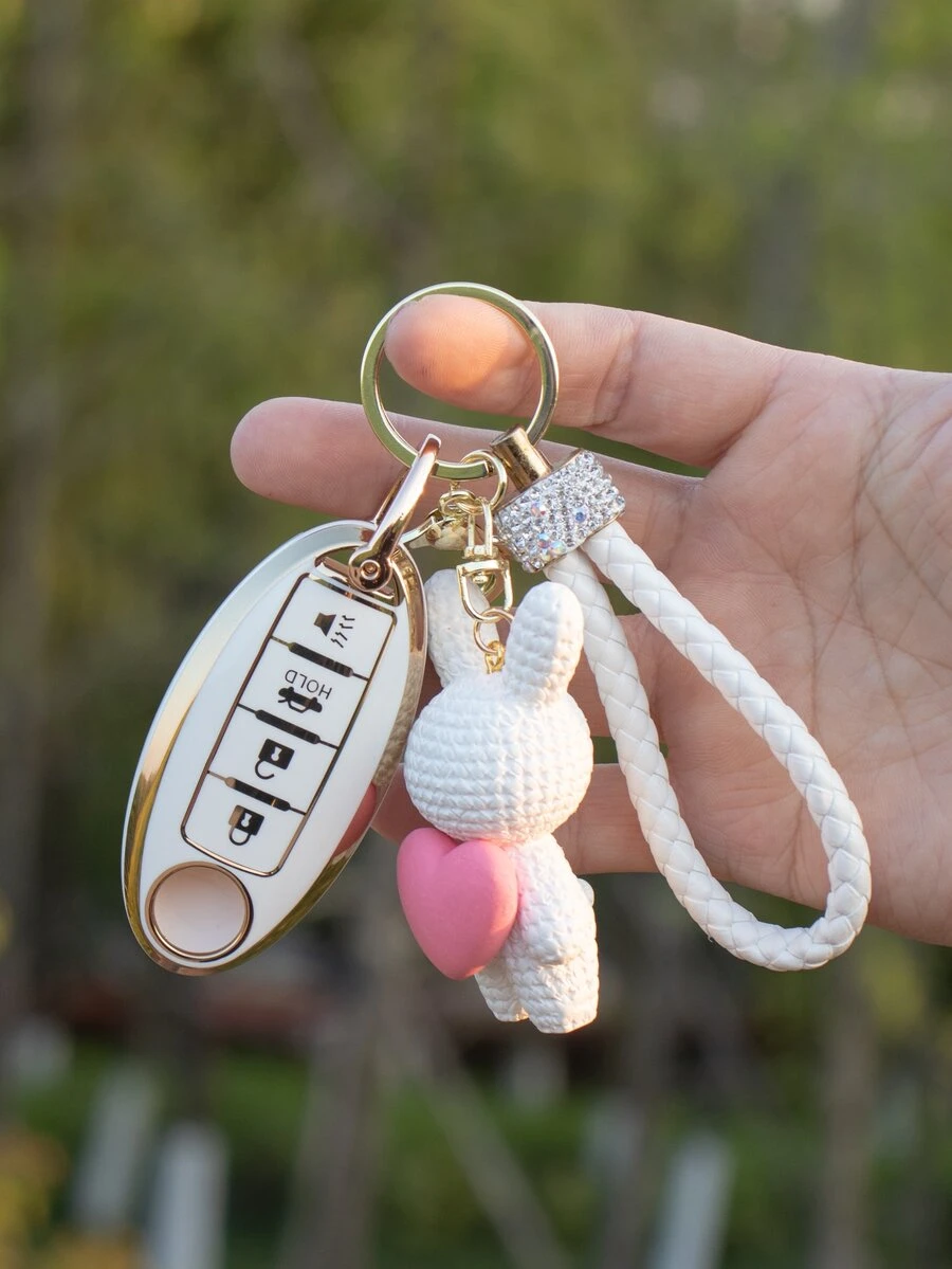 Vỏ chìa khóa ô tô & Bộ móc khóa trang trí hình thỏ Tương thích với Nissan, Vỏ chìa khóa Fob