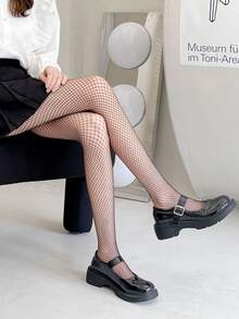 1對女士鑽石漁網褲襪連褲襪 - 黑色 - 查看 2