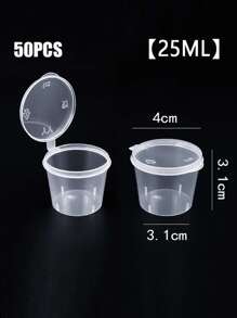 50 cái 25ML Trong sáng Món ăn Nhỏ bé Nước chấm Hộp đựng Hộp gói Nắp Có thể mang đi Dùng một lần Có thể mang đi Nhựa trong suốt Cốc - Trong sáng - Xem 6
