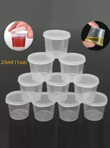 50 cái 25ML Trong sáng Món ăn Nhỏ bé Nước chấm Hộp đựng Hộp gói Nắp Có thể mang đi Dùng một lần Có thể mang đi Nhựa trong suốt Cốc - Trong sáng - Xem 4