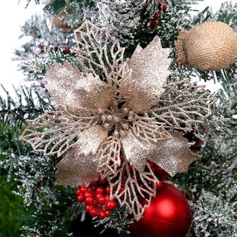 10 piezas Flor artificial árbol de Navidad brillante Navidad Decoración Año Nuevo regalo