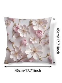 1pc Digital Printed Floral Pattern Pillowcase - Multicolor - View 2