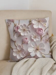 1pc Digital Printed Floral Pattern Pillowcase - Multicolor - View 1