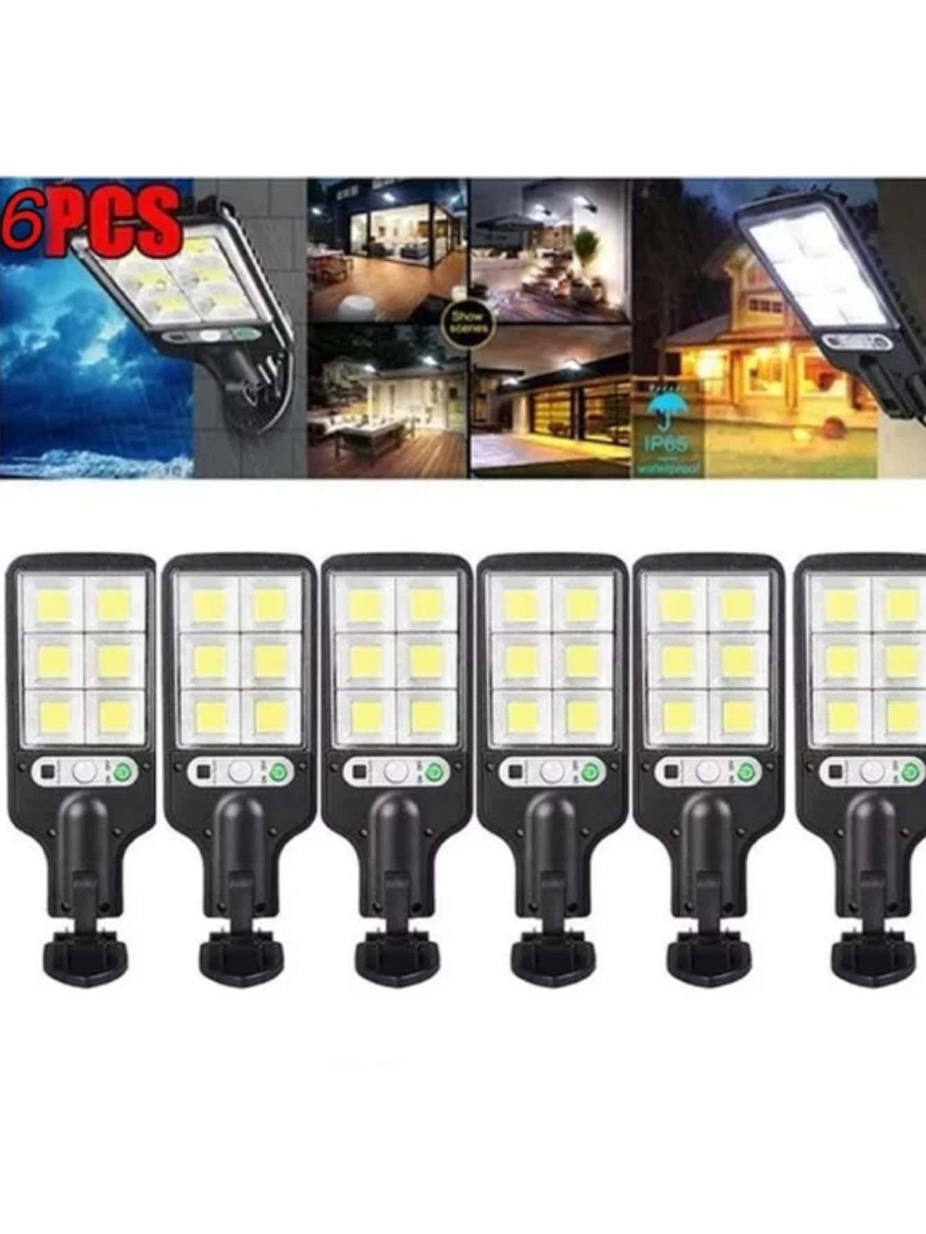 Lámpara Solar Led De 200 W, 6 Unidades. - Negro - Ver 1