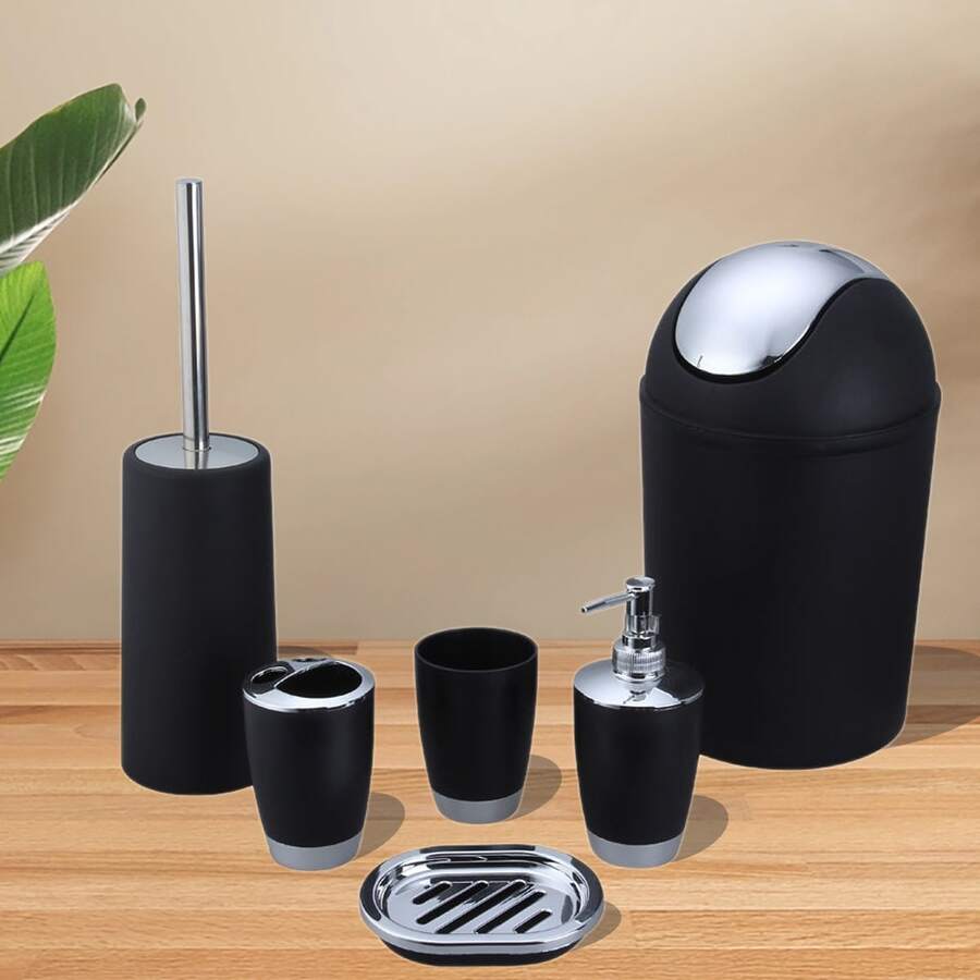 6pcs/4pcs Luxury Bathroom Set, Toilet Brush, Lotion Bottle, Toothbrush
