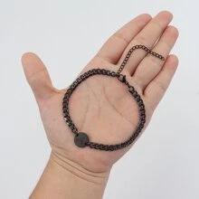 Initial Bracelet Men Stainless Steel Chain Bracelet For Men - Black - View 3