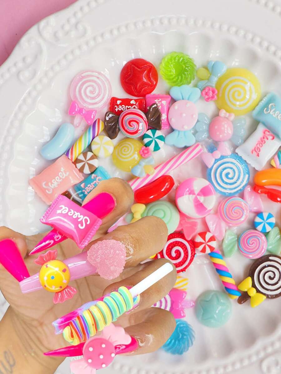 30 Cái/Túi Phụ kiện trang trí móng tay 3D Kawaii Kẹo Ngẫu nhiên Nhựa Hỗn hợp cho Nghệ thuật làm móng Acrylic Đầu trang trí Đá Rhinestone Trang trí Đồ trang sức Tự làm Dụng cụ làm móng Đá quý làm móng Đồ dùng làm móng Móng tay - Nhiều màu - Xem 1