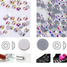 Bộ 1000/2000 hạt nhựa & đá giả đáy phẳng & pha lê & nhiều màu sắc hình tròn tự dính trang trí móng tay nghệ thuật DIY kèm túi đựng đồ trang trí móng tay đá quý đồ dùng làm móng - Đỏ - Xem 5