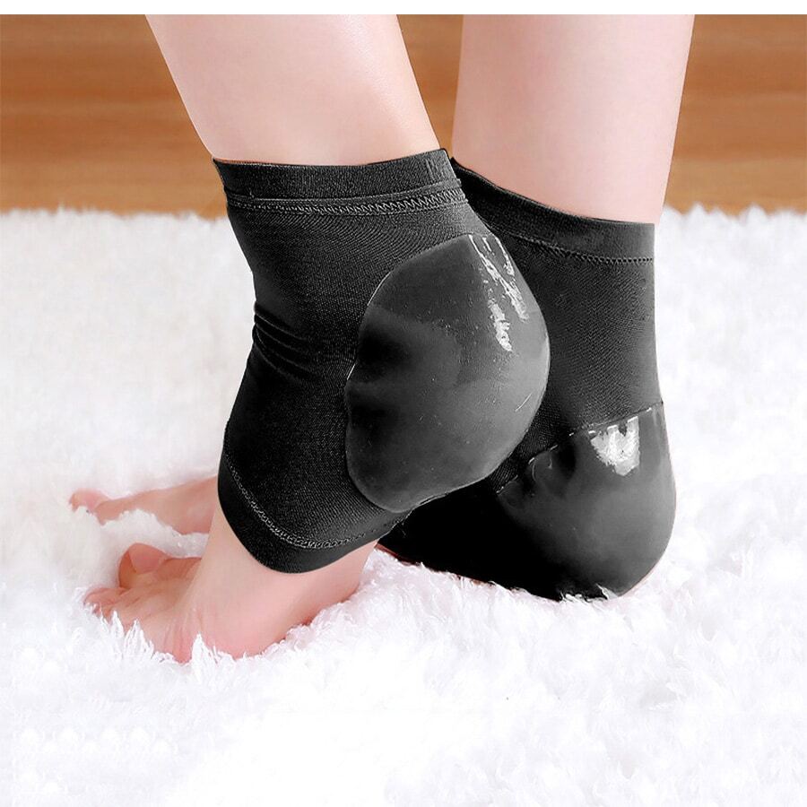 1 đôi Gót chân Lớp bảo vệ , Gót chân Nứt Phòng chống , Dưỡng ẩm , Callus Loại bỏ , Chân Tay áo - màu đen - Xem 1