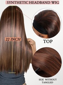 Women's Synthetic Hair Band Wig, Straight Synthetic Wig, Long Mixed Brown Wig - Piano Color - View 6