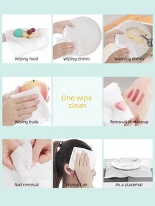 20入組/包一次性洗臉巾,兩用乾濕潔面布 - 綠色 - 查看 5