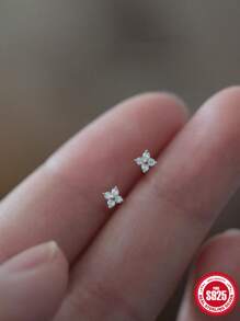 1 对花朵水晶 925 纯银耳环女士耳钉锆石精美珠宝婚礼派对 18K 金 2023 潮流 - 金色 - 查看 4