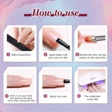 Poly Gel Nail Kit - Poly Gel Kits 14PCS Professional Poly Gel Nail Extension Set Nail Art Design Beginner Kit All in One Poly Nail Kits DIY at Home for Nail - 彩色 - 查看 7