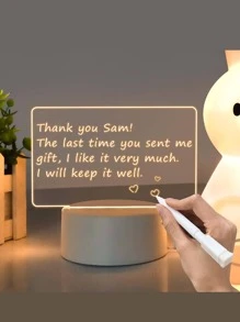 1pc 3d Night Light With USB Cable, Touch & Warm Light Function, Acrylic Handwriting Panel Table Lamp - Clear - View 1