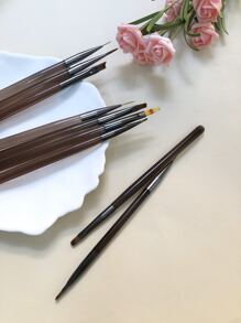 9Pcs/Set Coffee Color Translucent Acrylic Nail Art Brushes Set Nail Art Liner Drawing Pen Nail Manicure Decoration Tools - Chocolate Brown - View 5