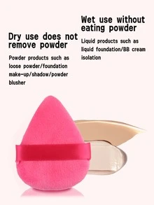 multicolor ultra suave elíptico & triangular en forma de Soplo de polvo suelto , 4 piezas ultra suave , Polvo & Soplo de polvo suelto para Maquillaje facial , doble faz disponible , adecuado para Maquillaje facial - Rosa Fucsia - Ver 4