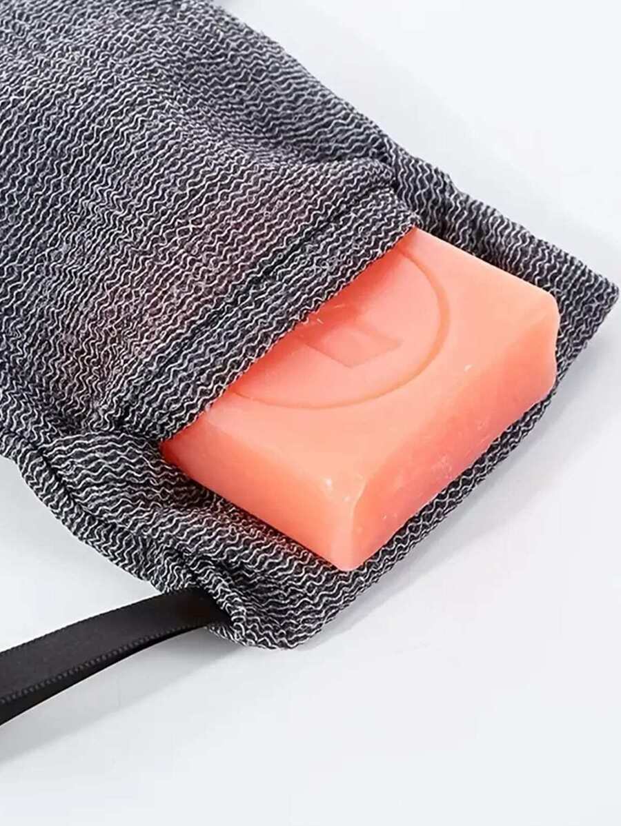 香皂袋、沐浴磨砂膏、尼龙去角质袋、泡沫网，男女通用，适用于沐浴、洁面和洗手，家居浴室装饰，秋季装饰，返校季 - 灰色 - 查看 1