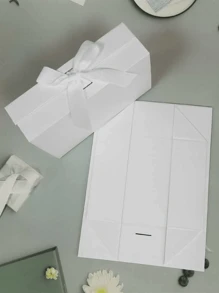 1pc Plain Foldable Gift Box, Gift Packaging Box, Holiday Gift Box, Universal Holiday Gift, Gift For Family And Friends - White - View 2