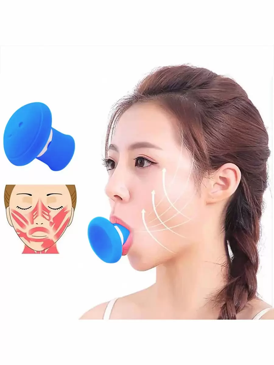 V Face Exerciser Facial Mouth Jawline Exercise Portable Anti-Wrinkle Mouth Exerciser For Slimming And Firming,Beauty,Skin Care Products,Spa,Self Care,Skin Care Tools,Face Care,Esthetician Supplies,Massage,Face Massage Tool,Face Roller - Blue - View 1