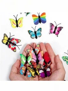 30pcs Magnetic Butterfly Fridge Sticker Wall Sticker Cake Decoration Accessories 3D Stereo Simulation Butterfly PVC Home Creative Wall Decoration - Multicolor - View 6