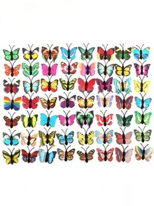 30pcs Magnetic Butterfly Fridge Sticker Wall Sticker Cake Decoration Accessories 3D Stereo Simulation Butterfly PVC Home Creative Wall Decoration - Multicolor - View 2